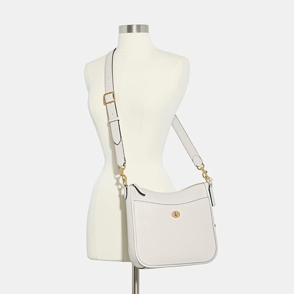 NWT COACH Polished Pebble Leather Chaise Crossbody, Chalk W/ Gold Hardware - Picture 1 of 5